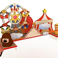Vibrant Playground Side Hung Door With Ferris Wheel And Circus Tent
