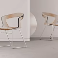 Modern Leisure Chairs With Acrylic Back Wooden Seat And Metal Frame
