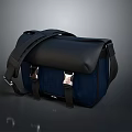 Navy Blue Black Messenger Bag With Leather Flap And Metal Buckles For Daily Use
