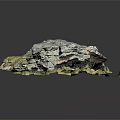 Natural Stone Slab With Surface Texture And Moss For Decorative Design Projects 3d model