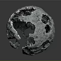 Rough Surface Broken Sphere Component With Multiple Holes And Rock Texture