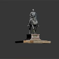 Knight Riding Horse Bronze Statue With Intricate Details On Stone Pedestal