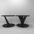 Two Modern Black Side Tables With Round Top And Unique Geometric Base 3d model