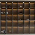 Modern Wine Cabinet Interior With Glass Shelves LED Lighting Bottles And Glassware