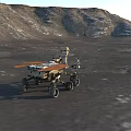 Mars Rover Exploring Barren Martian Surface With Rocky Mountainous Terrain 3d model