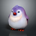 Cute Penguin With Purple Head White Belly Red Beak And Orange Feet 3d model