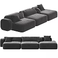 Comfortable Dark Gray Modular Double Sofa With Plush Cushions Modern Design 3d model
