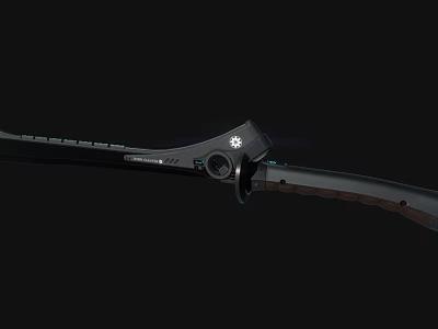 Futuristic Black Knife With Brown Handle Snowflake Emblem And Tech Buttons 3d model