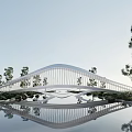 modern bridge landscape bridge curve landscape bridge landscape corridor bridge landscape structure rain bridge 3d model