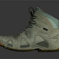 Grayish Green High Top Outdoor Shoes With Yellow Soles And Textured Upper