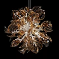 Elegant Modern Chandelier With Amber Glass Petals And Warm Light Glow