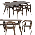 Modern Wooden Dining Table And Chairs Set With Minimalist Design And Solid Structure 3d model