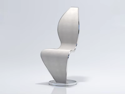 Modern Abstract Sculpture Carving With Sleek Stainless Steel Curved Design And Base 3d model