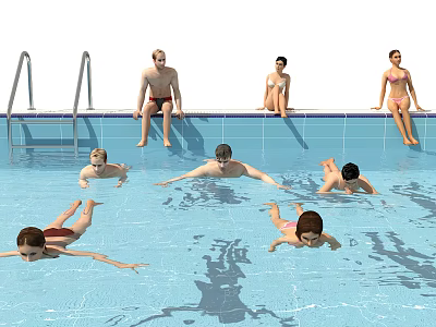 Modern Multiplayer Pool People 3d model