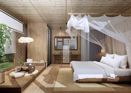 New Chinese Room Hotel Homestay Room 3d model