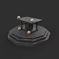 Unique Dark Functional Table With Decorative Skulls On Multi Tiered Base 3d model