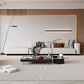 Modern Minimalist Living Room Interior With Sofa Coffee Table Rug And Floor Lamp