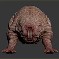 Pink Wrinkled Skin Fantasy Creature Character for Game and Film Design