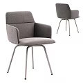 Modern Gray Fabric Upholstered Leisure Chair with Armrests Sleek Design and Metal Legs