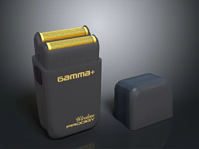 Gamma+ Professional Shaver with Dark Gray Gold Design and Matching Storage Case 3d model