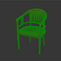 Leisure Chair With Red Frame Armrests And Green Striped Woven Seat Backrest Design
