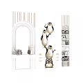 White Shoe Cabinet With Playful Stacked Penguin Design And Side Decorative Shelves