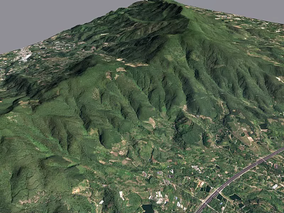 Aerial Planning of Mountainous Green Landscape With Road Network And Topographic Features 3d model