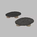 Natural Round Stone Coffee Table With Rustic Wooden Legs Design