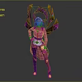 Pink Haired Game Movie Character With Pink Top White Shorts Purple Stockings And Geometric Wings