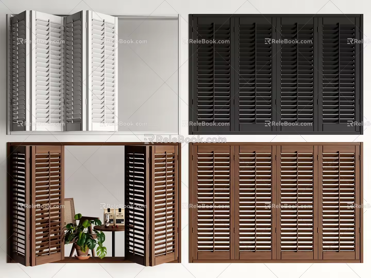 Modern medieval shutter shutter folding window sliding window 3d model