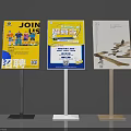 Recruitment Signboards Design With Job Fair Information Cartoon Characters QR Codes And Various Stands