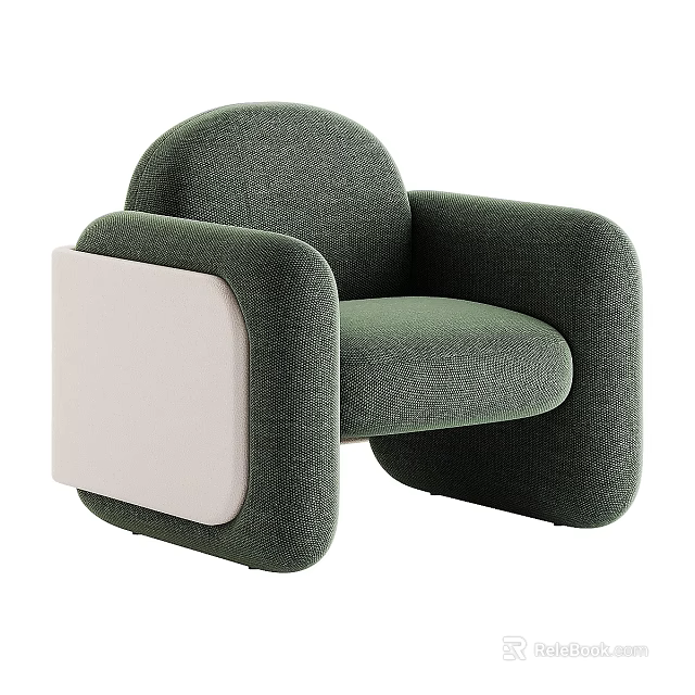 Green Upholstered Single Sofa With White Accent Panel And Modern Design 3d model 