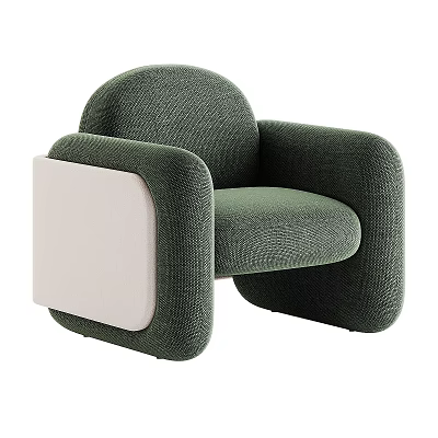 Green Upholstered Single Sofa With White Accent Panel And Modern Design 3d model