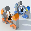 Colorful Modern Amusement Rides With Rotating Seats In Orange Blue Gray Design
