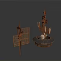Modern Tech Structure With Grid Panel Antennas Circular Base And Sphere