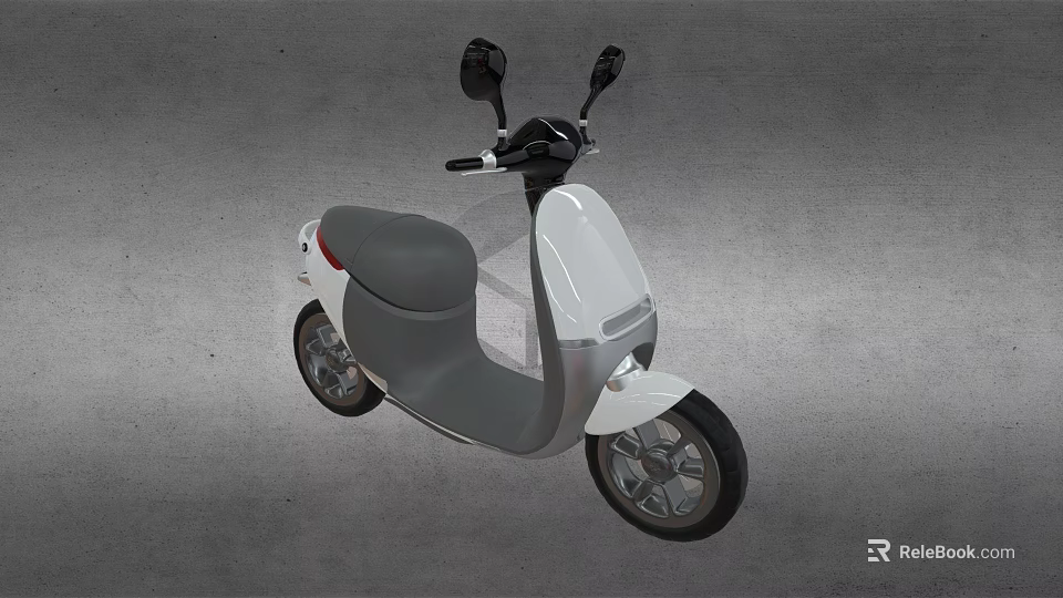 Modern White and Gray Electric Scooter with Comfortable Gray Seat Black Mirrors and Sleek Design 3d model 