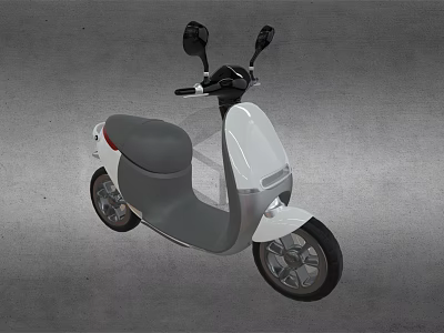 Modern White and Gray Electric Scooter with Comfortable Gray Seat Black Mirrors and Sleek Design 3d model