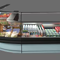 Supermarket Refrigerated Display Shelves With Glass Door And Various Food Products
