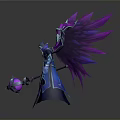 Elegant Fantasy Character Featuring Purple Wings Blue Armor And Glowing Staff