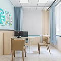 Clinic Room With Cold Prevention Tips Poster Desk Computer Chair and Cozy Seating