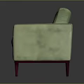 Light Green Square Armchair With Armrests And Red Wooden Legs Design