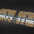 Various Styles Of Wooden Fences In White Gray And Natural Wood Colors