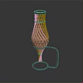 Green Plant In Modern Brown Hollow Out Vase With Metal Stand On Dark Background