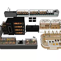 Commercial Bakery Display Shelves With Modern Multi Tier Glass Door Design