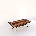 Vintage Outdoor Table With Wooden Tabletop And Carved Metal Legs
