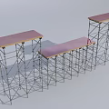 Temporary Metal Scaffold Partition With Wooden Plank Top For Space Dividing
