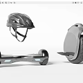 Modern Hoverboard And Protective Helmet With Sleek Design For Safety 3d model