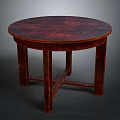Classic Round Wooden Table With Dark Brown Finish And Four Solid Legs