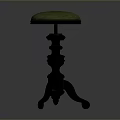 Elegant Single Chair with Green Cushion and Dark Wooden Carved Base