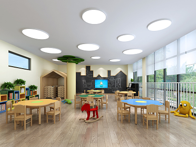 Modern Kindergarten Classroom Activity Room Music Room Art Room Painting Room Multi-function Hall Early Education Center 3d model